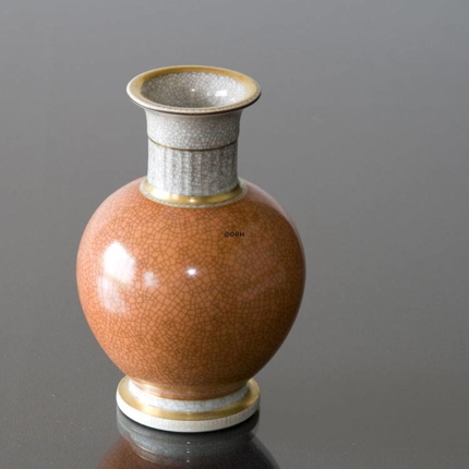 Orange Craquele Vase, 15cm, Royal Copnehagen Nr. 212-3033