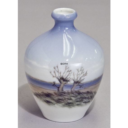 Vase with Willow in front of a lake, Royal Copenhagen no. 2893-396