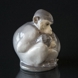 Pair of hugging monkeys, Monkey figurine, sitting, Royal Copenhagen No. 415