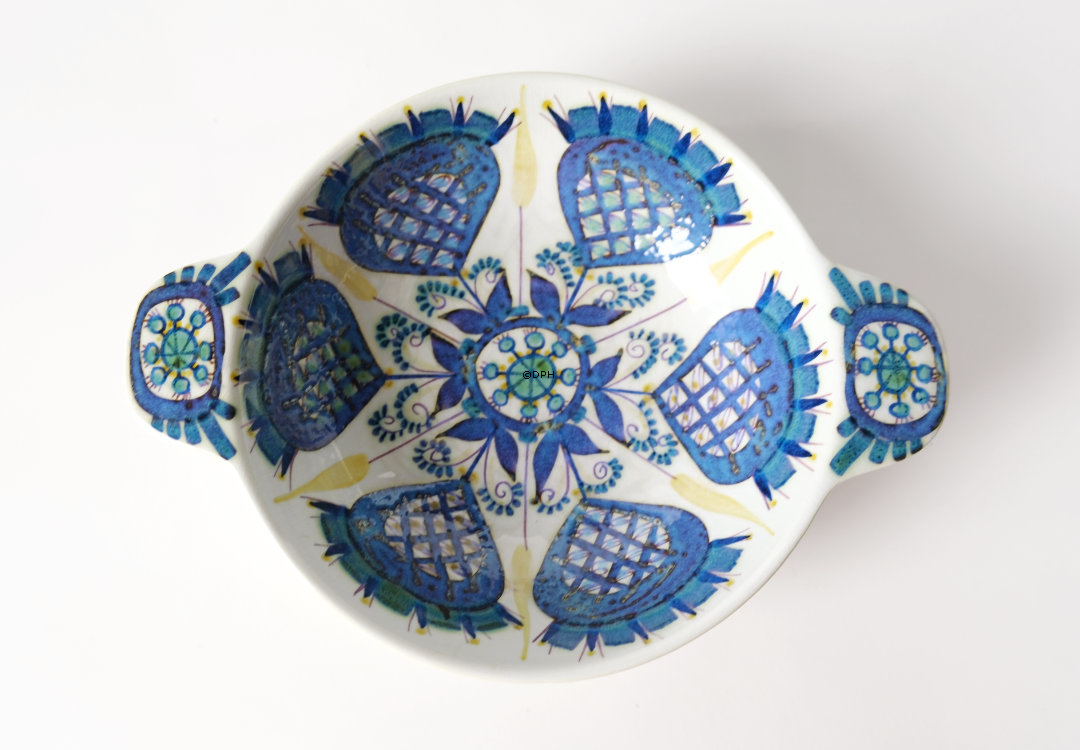 Fayenceschale mit Henkeln signiert MJ, Royal Copenhagen Nr. 420-3122