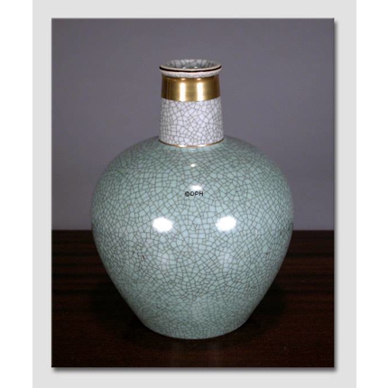 Green craquele vase, 17cm, Royal Copenhagen No. 457-3593