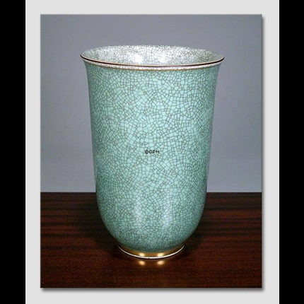 Green craquele vase, Royal Copenhagen No. 457-3712