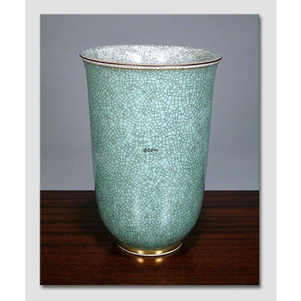Grøn krakkeleret vase, Royal Copenhagen nr. 457-3712