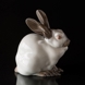 Sitzendes großes weißes Kaninchen, Royal Copenhagen Figur Nr. 4676