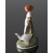 Kleines Mädchen mit Gänsen, Überglasur, Royal Copenhagen Figur Nr. 528