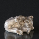 Brown Bear playing with its foot, Royal Copenhagen figurine no. 729