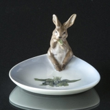 Rabbit on dish Royal Copenhagen (very small repair at one ear)