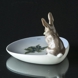 Kaninchen auf Teller Royal Copenhagen Nr. 878 (sehr kleine Reparatur an einem Ohr)