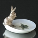 Rabbit on dish Royal Copenhagen no. 878 (very small repair at one ear)