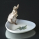 Rabbit on dish Royal Copenhagen no. 878 (very small repair at one ear)