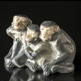 Monkeys, Trio, three seated monkeys, Monkey figure Royal Copenhagen no. 1454-940