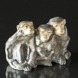 Monkeys, Trio, three seated monkeys, Monkey figure Royal Copenhagen no. 1454-940
