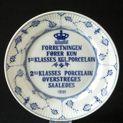 Royal Copenhagen Handlerskilt - Forretningen fører kun 1st. klasses kgl. Porcelain...2den klasses porcelain overstreges saaledes