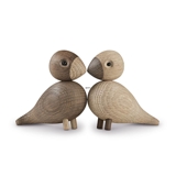 Kay Bojesen Love birds, 2 pcs., nature and smoked oak