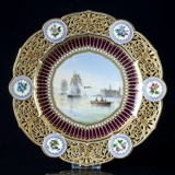 Royal Copenhagen Plate with Kronborg and Sailing Ships (1870-1893)