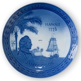 1778-1978 Jubilee plate Royal Copenhagen, James Cook, the Bicentennial of his discovery of the Sandwich Island - now Hawaii.