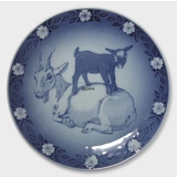 1987 Royal Copenhagen Mother and Child plate, nanny goat with kid