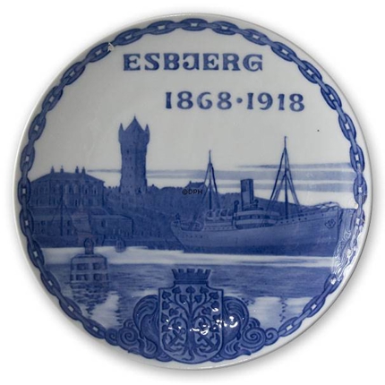 1868-1918 Royal Copenhagen Gedenkteller, ESBJERG 1868-1918.