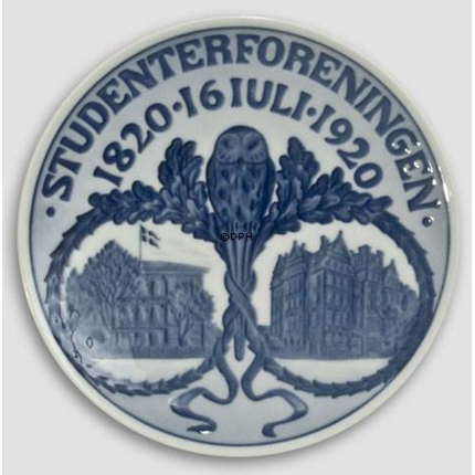 1820-1920 Royal Copenhagen Gedenkteller, STUDENTERFORENINGEN 1820 16. JULI 1920