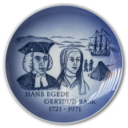 1721-1971 Royal Copenhagen Memorial plate Hans Egede and Gertrud Rask Mission to Greenland
