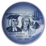 1721-1971 Royal Copenhagen Mindeplatte, Hans Egede og Gertrud Rask,