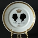 1980 Royal Copenhagen Plate, Silhouette of Queen Ingrid and Queen Margrethe