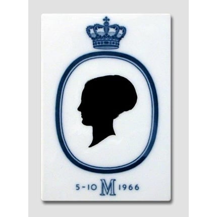 Royal Copenhagen Kachel mit Silhouette der Königin Margrethe