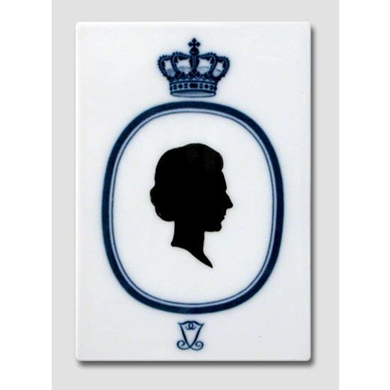 Royal Copenhagen Kachel mit Silhouette der Königin Ingrid