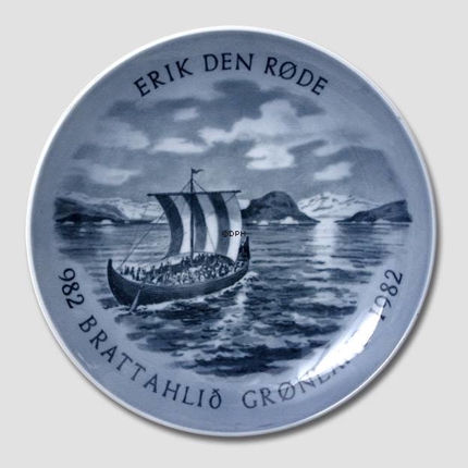 982-1982 Royal Copenhagen Mindeplatte, Erik Den Røde, Brattahiliq Grønland,