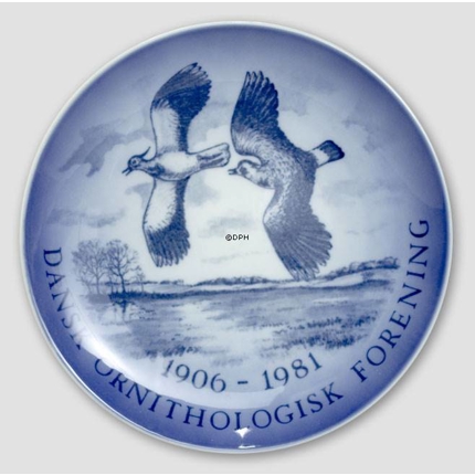 1906-1981 Royal Copenhagen Memorial plate, Danish Ornithologically Union,