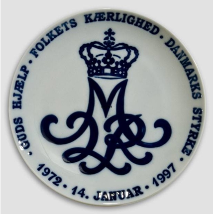 Royal Copenhagen Dekorative Gedenkteller Königin von Dänemark 1972-1997