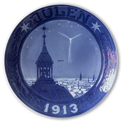 The tower and spire on the Marble Church in Copenhagen 1913, Royal Copenhagen Christmas plate