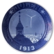 The tower and spire on the Marble Church in Copenhagen 1913, Royal Copenhagen Christmas plate