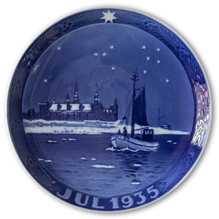 Fishing boat south of Kronborg Castle 1935, Royal Copenhagen Christmas plate
