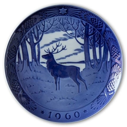 Stag in the forest 1960, Royal Copenhagen Christmas plate