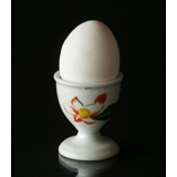 Egg cup, white with orange flower