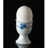 Æggebæger, hvid med blå blomst og stribe