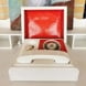 Swedish Retro telephone in white wooden box with red leather interior