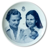 Swedish Plate Commemorating the Baptism of Crown Princess Victoria 1977 Blue Print
