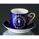 Hackefors Cobalt Blue Royal Cup Carl XV 1826-1872 The Nation Shall Be Built by Law