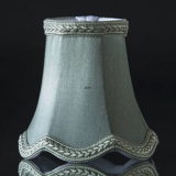 Hexagonal lampshade with curves height 12 cm, light green coloured silk fabric