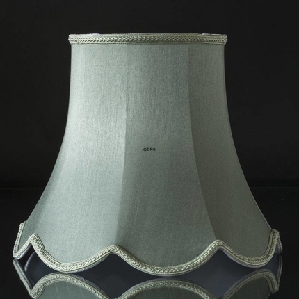 Octagonal lampshade with curves height 18 cm, light green coloured silk fabric