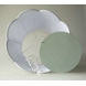 Octagonal lampshade with curves height 42 cm, light green coloured silk fabric