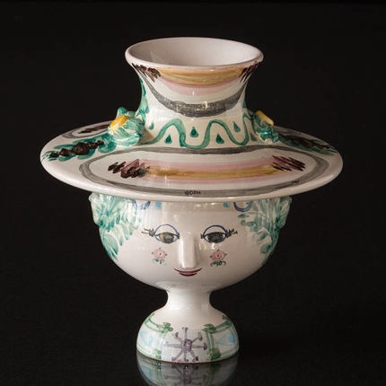 Wiinblad Vase med Hat nr. 11, hånddekoreret, blå/hvid eller multi colour