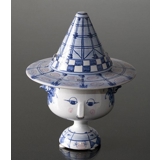 Wiinblad Vase med Hat hånddekoreret, blå/hvid eller multi colour