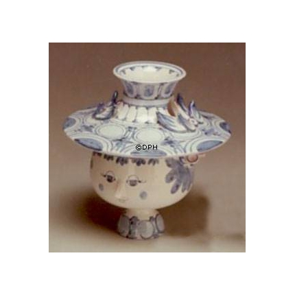 Wiinblad Vase mit Hut nr. 51 handbemalt, blau / weiß oder mehrfarbig
