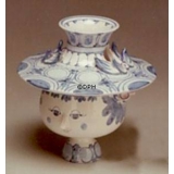 Wiinblad Vase med Hat hånddekoreret, blå/hvid eller multi colour