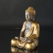 Buddha sitting meditation Dhyana Mudra, brown and gold color polyresin