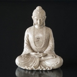 Buddha sitzend Meditation Dhyana Mudra, Beige Polyresin
