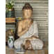 Buddha sitting protection Abhaya Mudra, beige polyresin